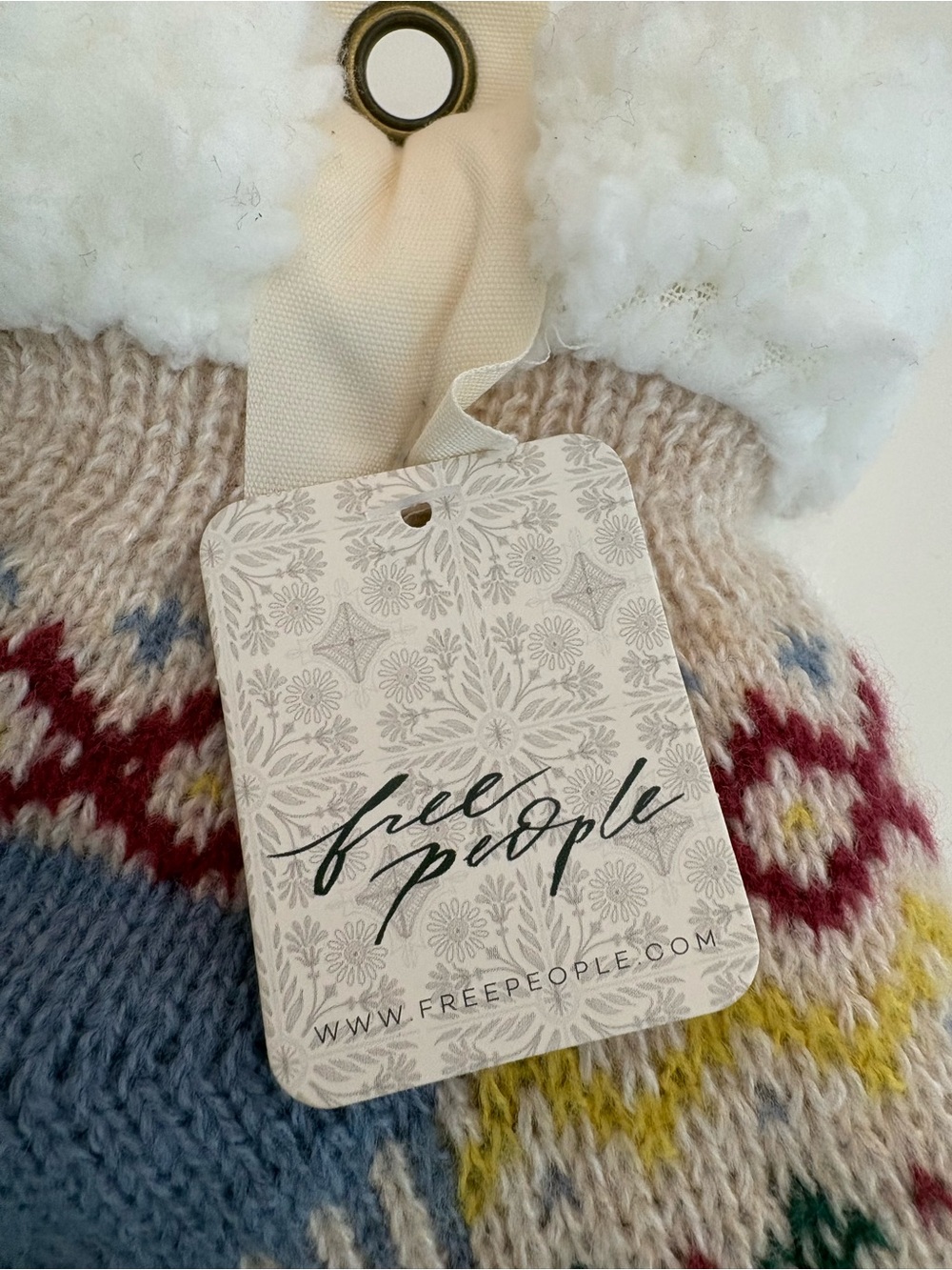 Free People Fair Isle Sherpa Slipper Socks Cozy Cabin Lounge Socks NWT - Picture 2 of 4